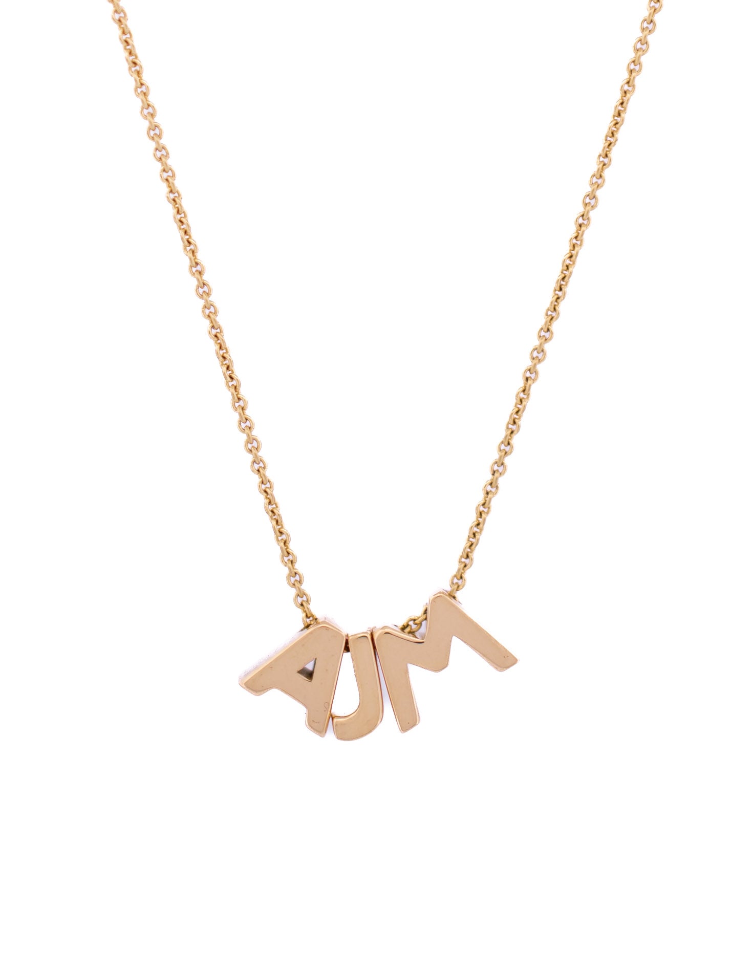18-karat gold letter necklace with three letters