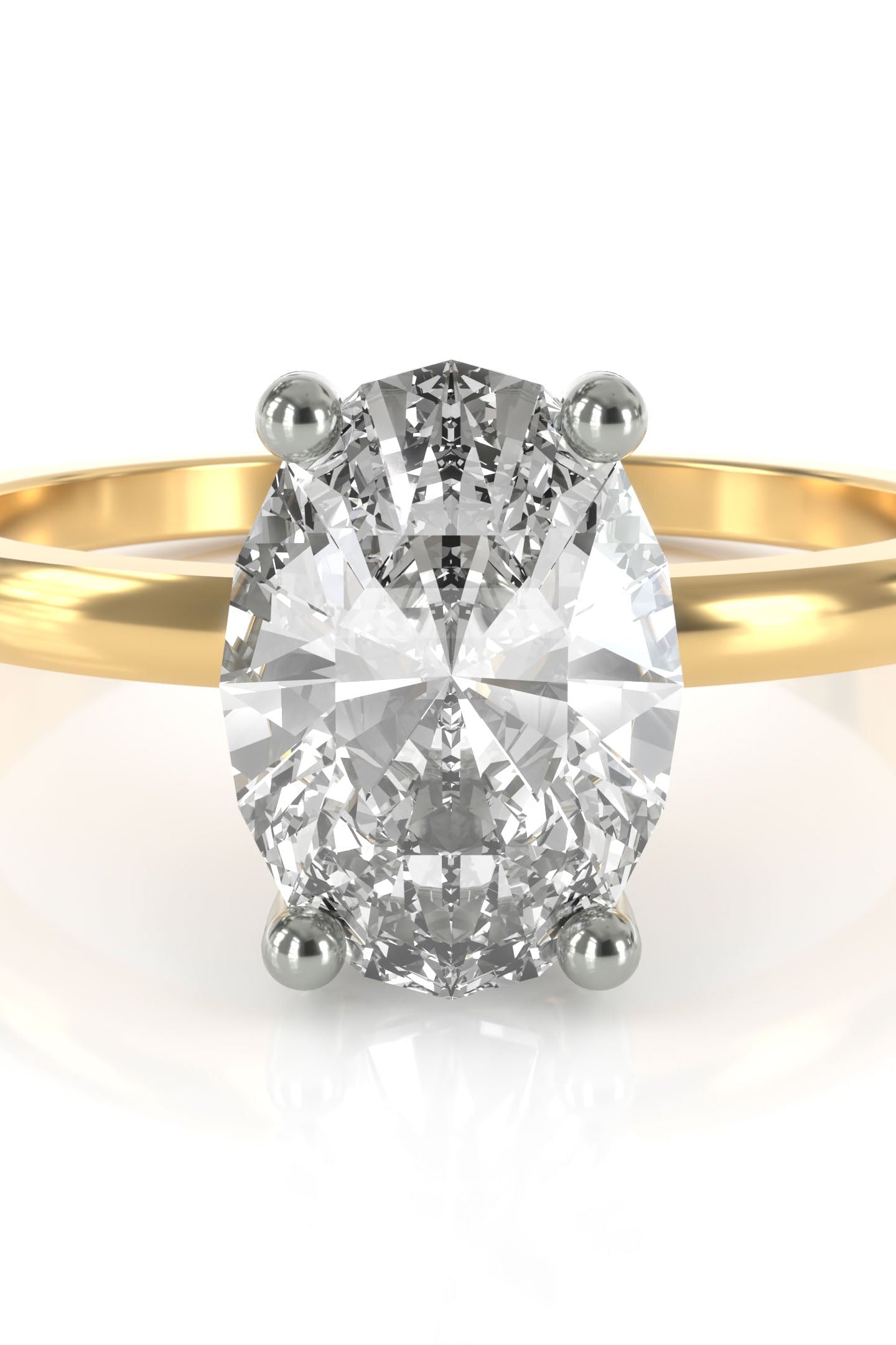 Oval solitaire engagement ring 18-karat gold with platinum prongs