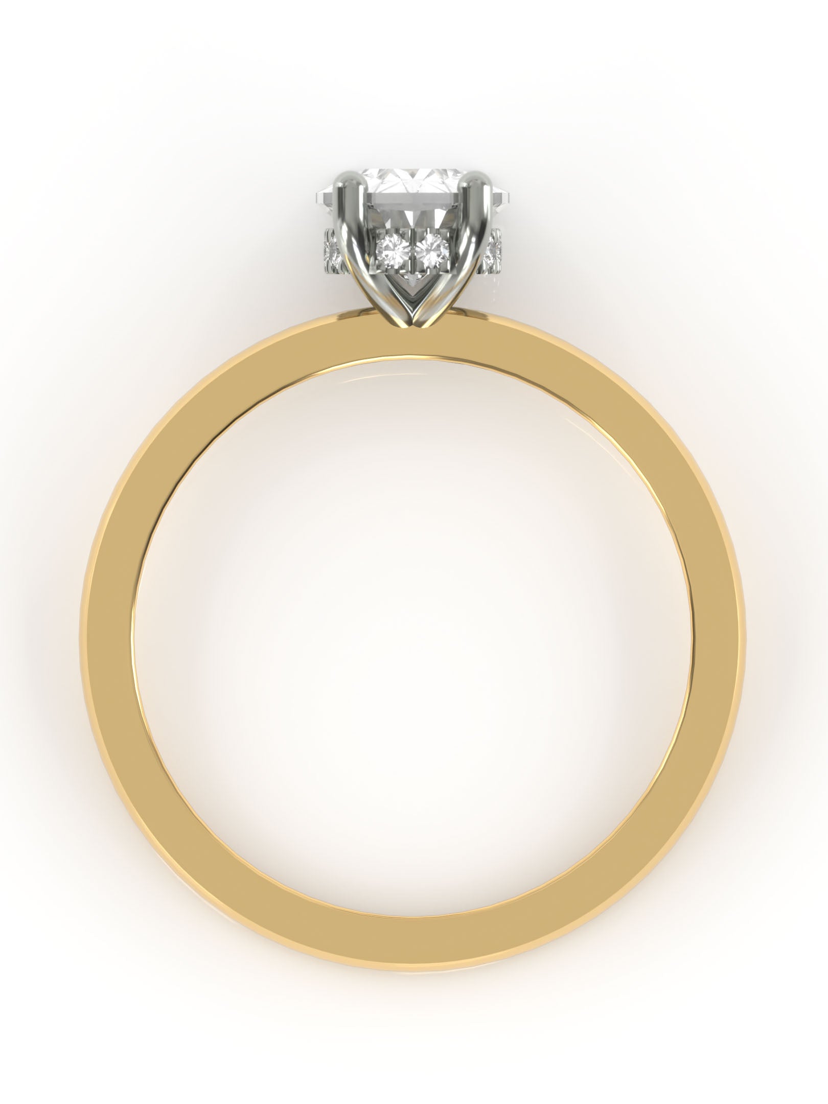 Ovaali solitaire kihlasormus - 18k keltakulta & platinaistutus