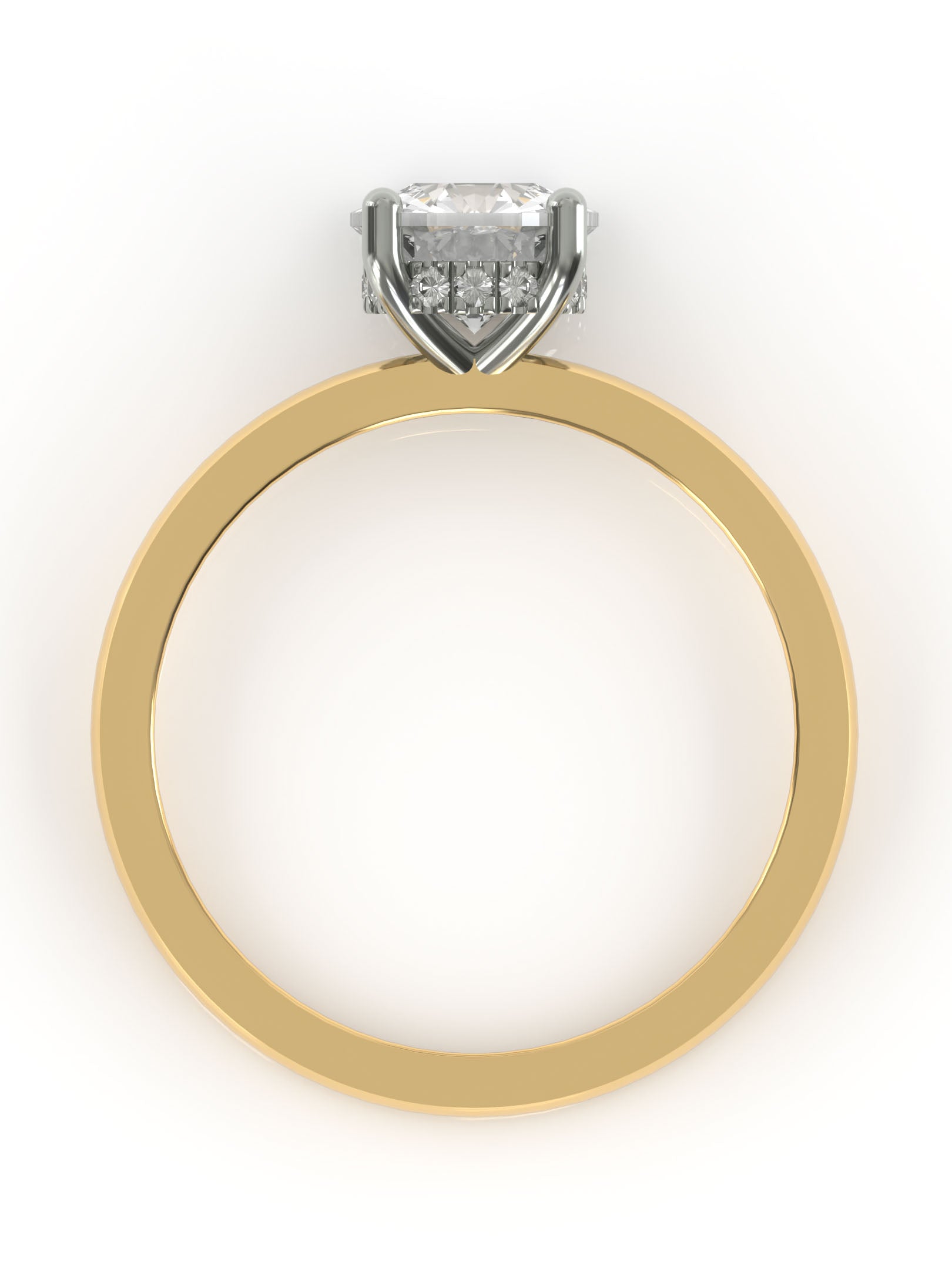 Round solitaire engagement ring - 18-karat yellow gold with platinum prongs