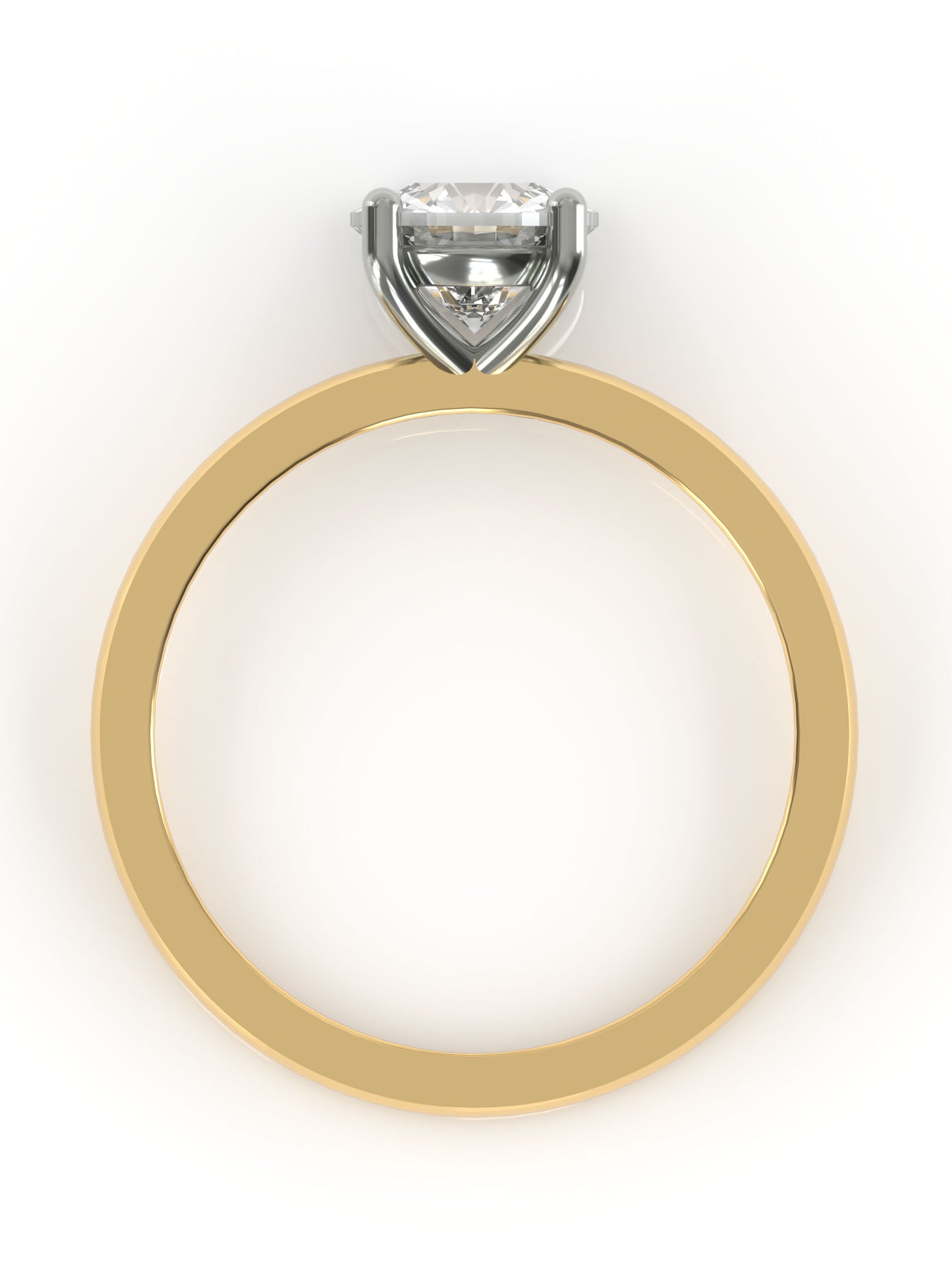 Round solitaire engagement ring - 18-karat yellow gold with platinum prongs