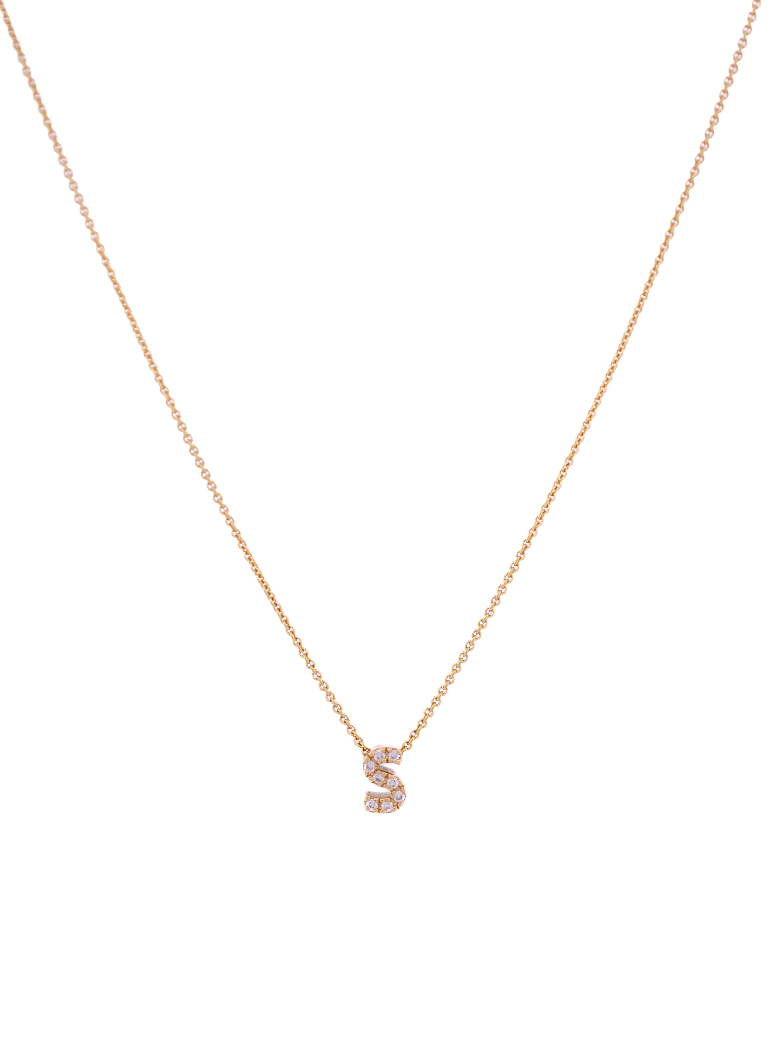 18-karat gold letter necklace with one diamond letter