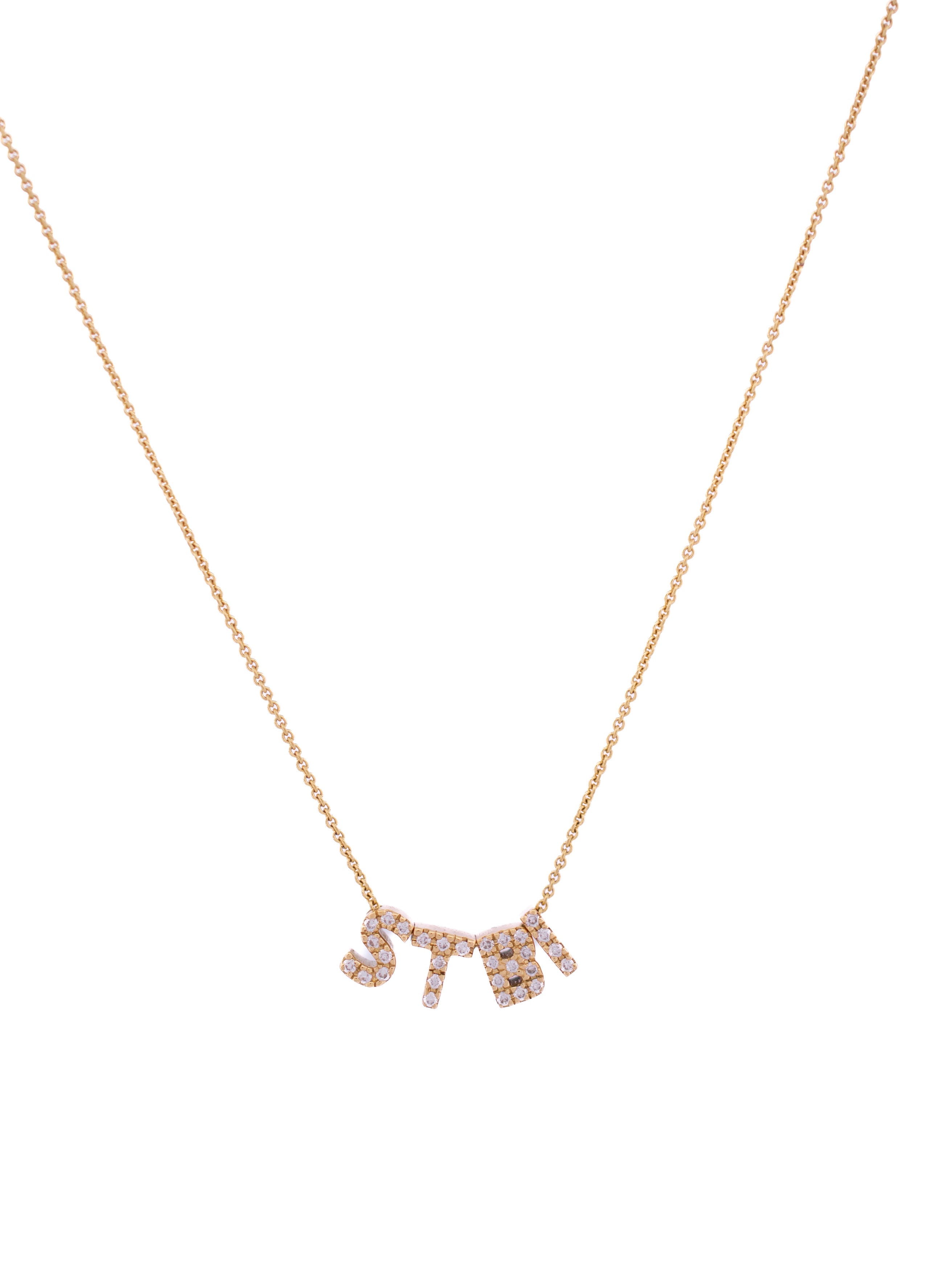 18-karat gold letter necklace with four diamond letters