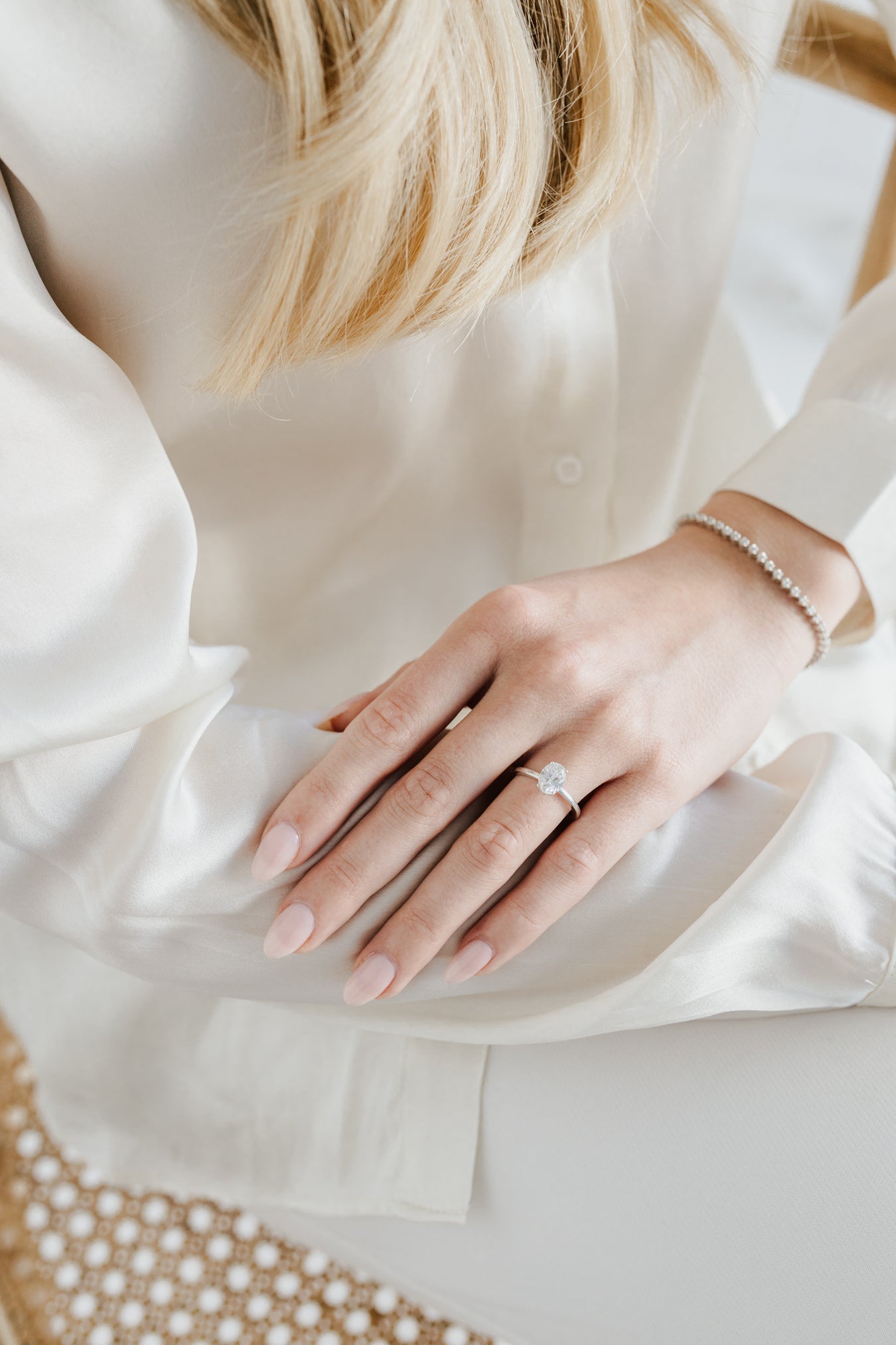 Oval solitaire engagement ring - platinum