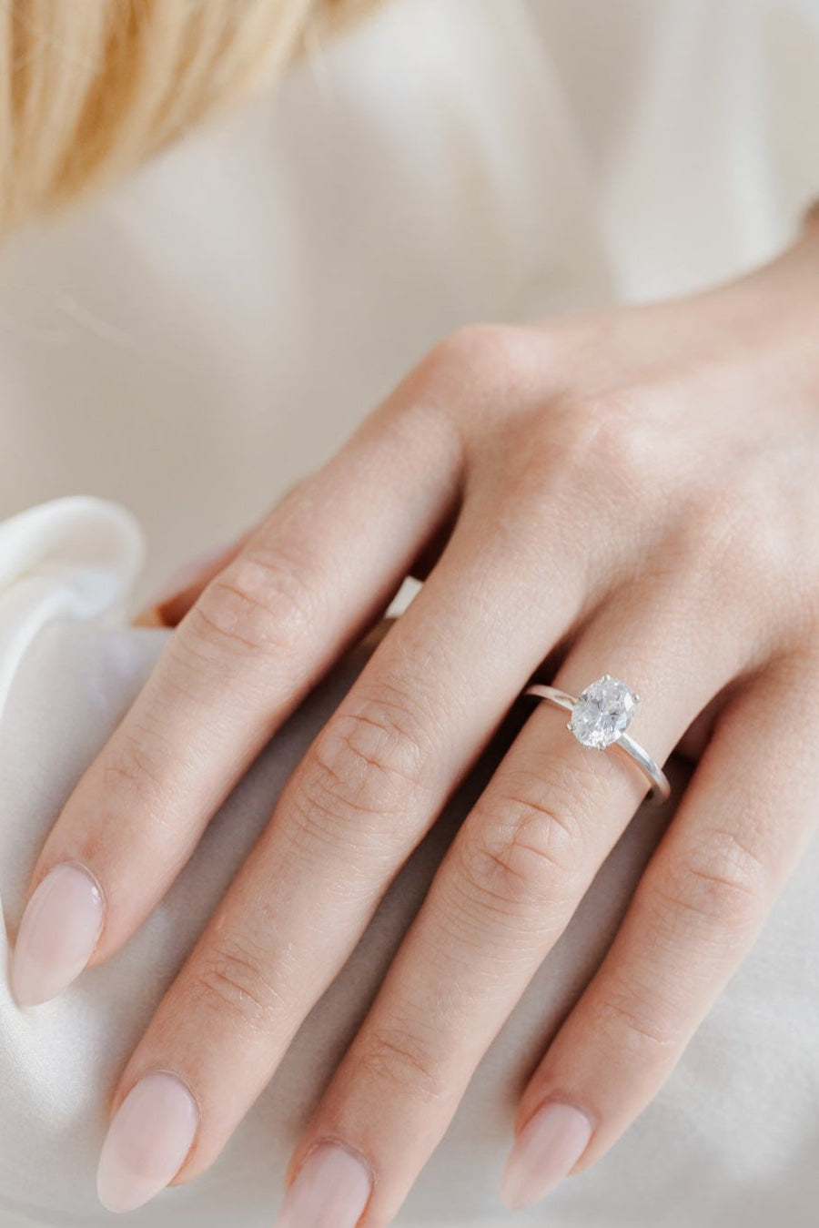 Oval solitaire engagement ring - platinum