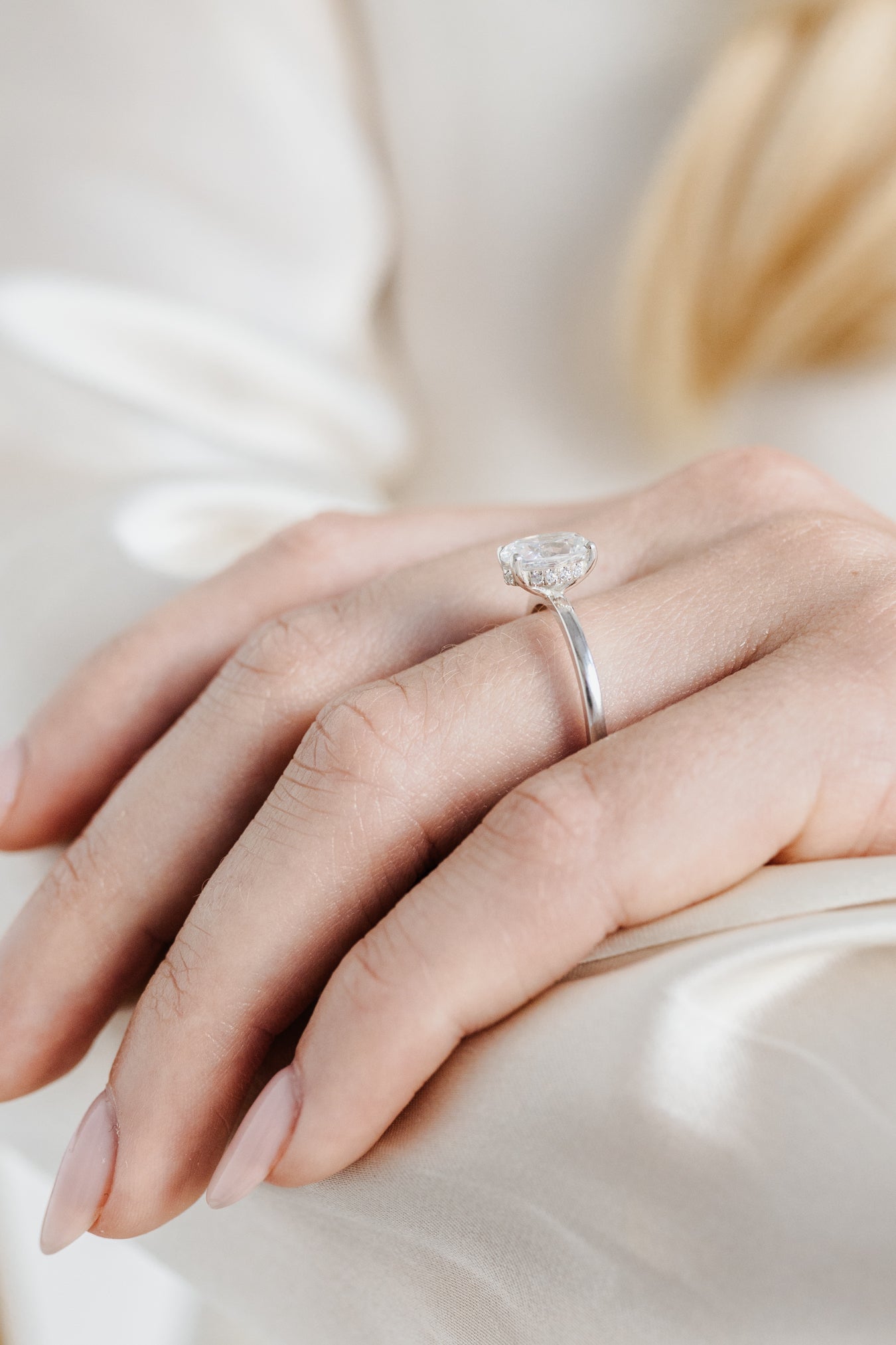 Oval solitaire engagement ring - platinum