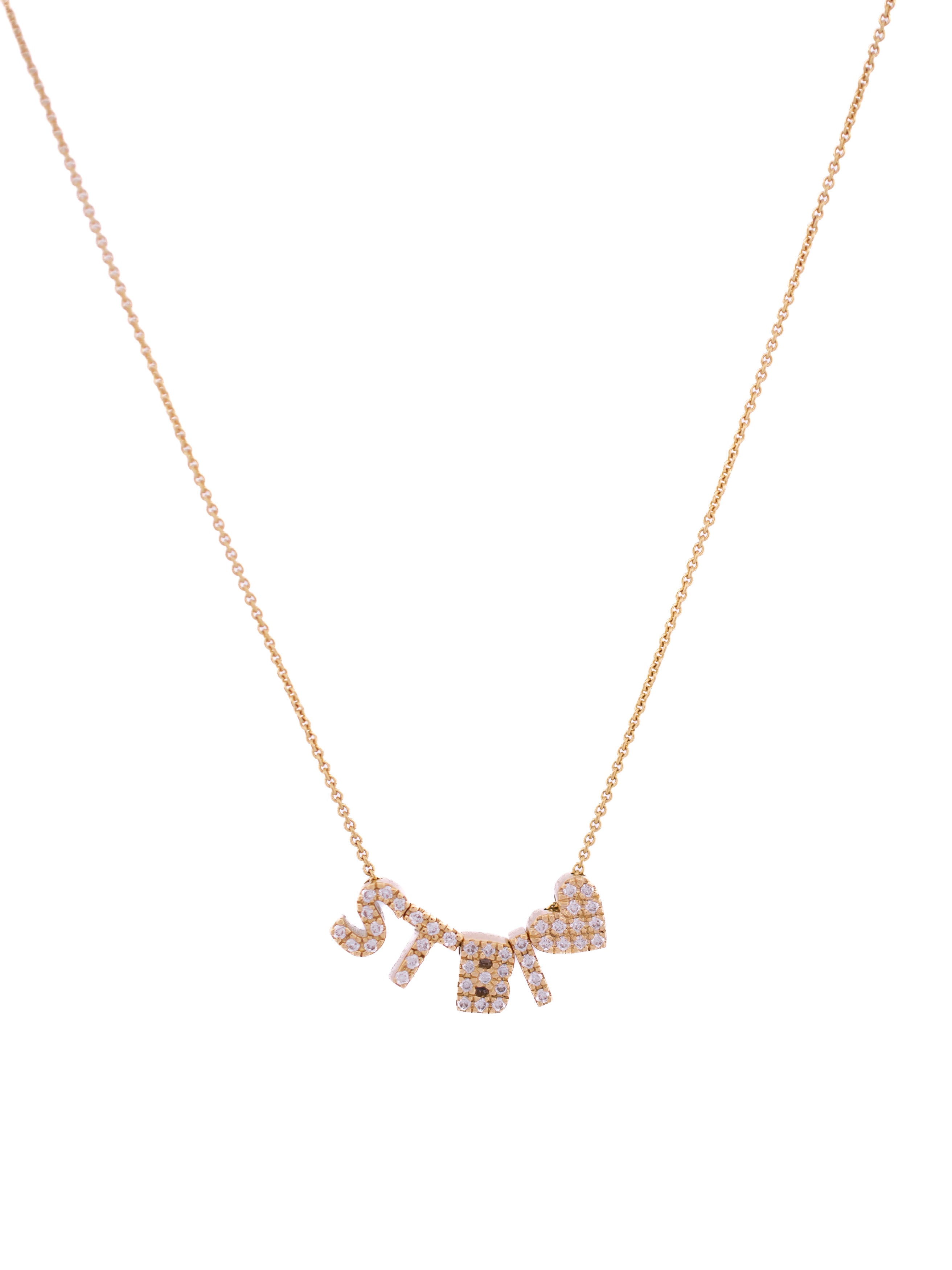 18-karat gold letter necklace with five diamond letters